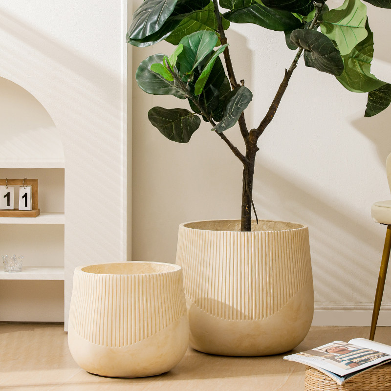 轻奢高级感落地镁泥花盆黑金刚橡皮树天堂鸟百合竹柠檬树花盆大号,家居饰品,花盆,淘宝优惠券,粉丝福利购,淘宝优惠卷