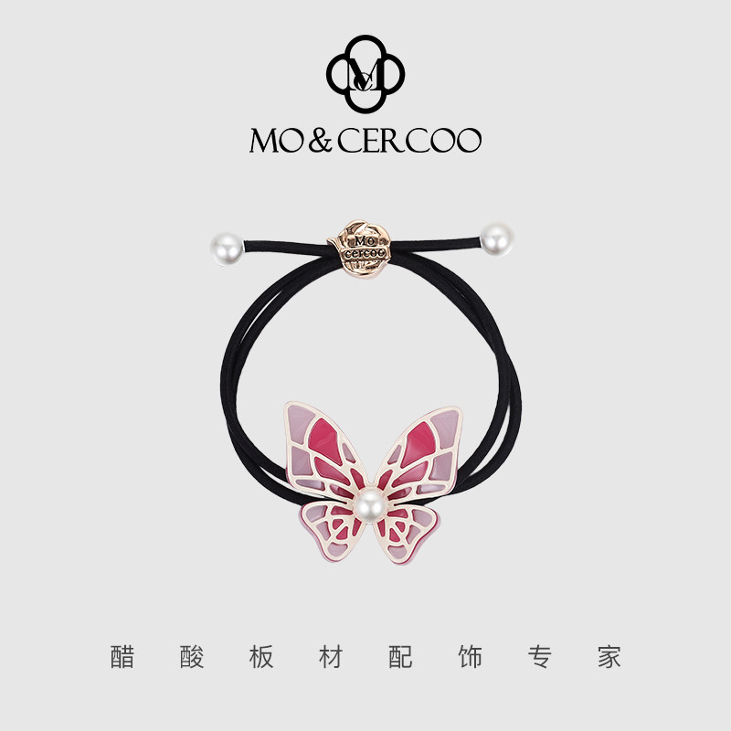 MoCercoo蝴蝶珍珠发圈百搭发绳扎马尾皮筋两股丸子头实用高弹力