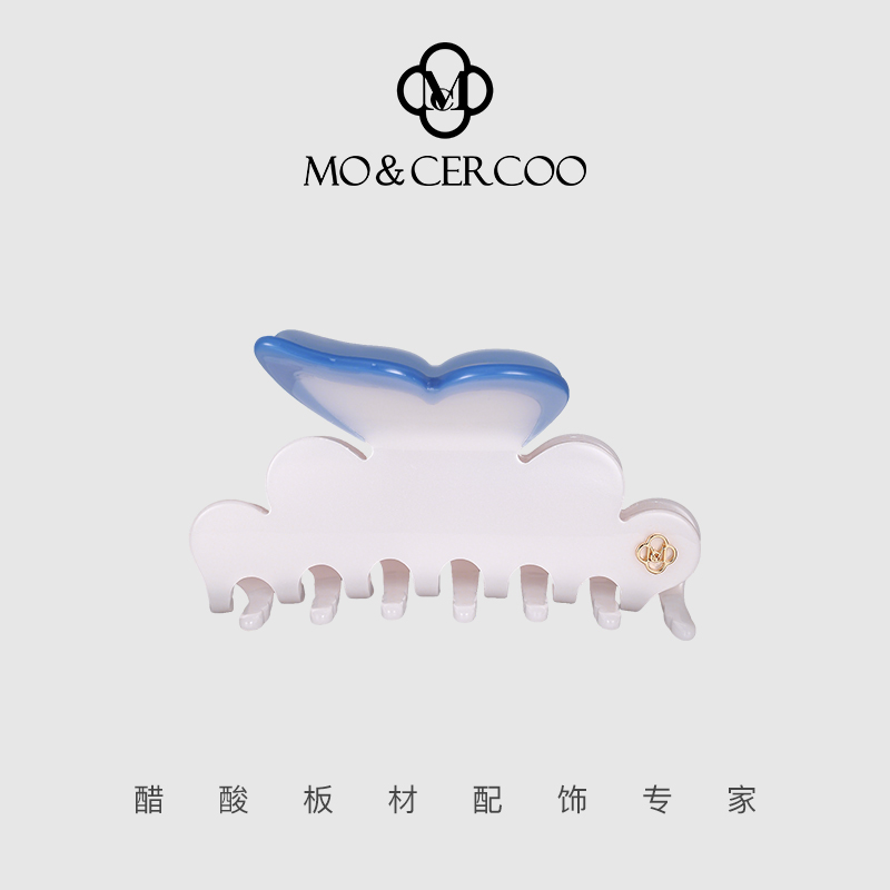 Mo&Cercoo简约高级感抓夹高档醋酸板材鲨鱼夹蝴蝶带钻发卡子百搭