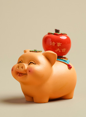 猪事大吉国潮创意小猪摆件高级感小众桌面茶桌装饰工艺品生日礼物