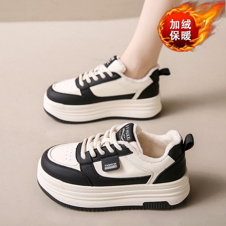 厚底加绒小白鞋女秋冬款软底百搭保暖二棉鞋休闲运动女鞋