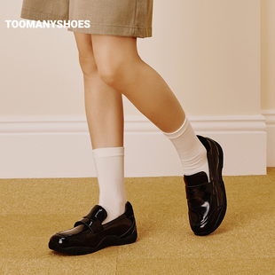 Toomanyshoes女鞋2024新款运动会复古乐福鞋厚底一脚蹬通勤休闲鞋