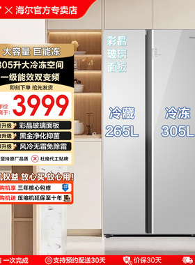 海尔冰箱570L对开两门超大冷冻空间一级变频风冷无霜家用除菌净味