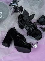 Dollybae velvet dark Gothic style single shoes, retro Mary Jane shoes, Lolita height-increasing thick-soled high heels thumbnail 4