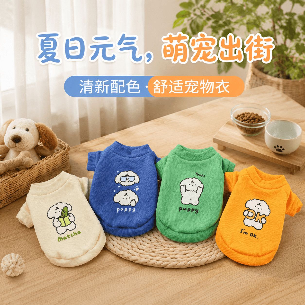 萌趣卷毛小狗印花宠物卫衣 泰迪比熊博美小型犬猫咪衣服狗狗猫咪