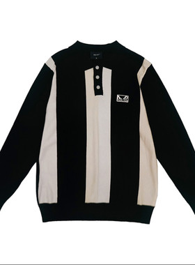 【辰大嗓严选080】BAD BOY拼色刺绣小标翻领长袖毛衫BYW25080