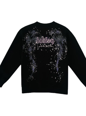 【辰大嗓严选033】BAD BOY 晕染翅膀印花烫钻圆领卫衣BDZ25033