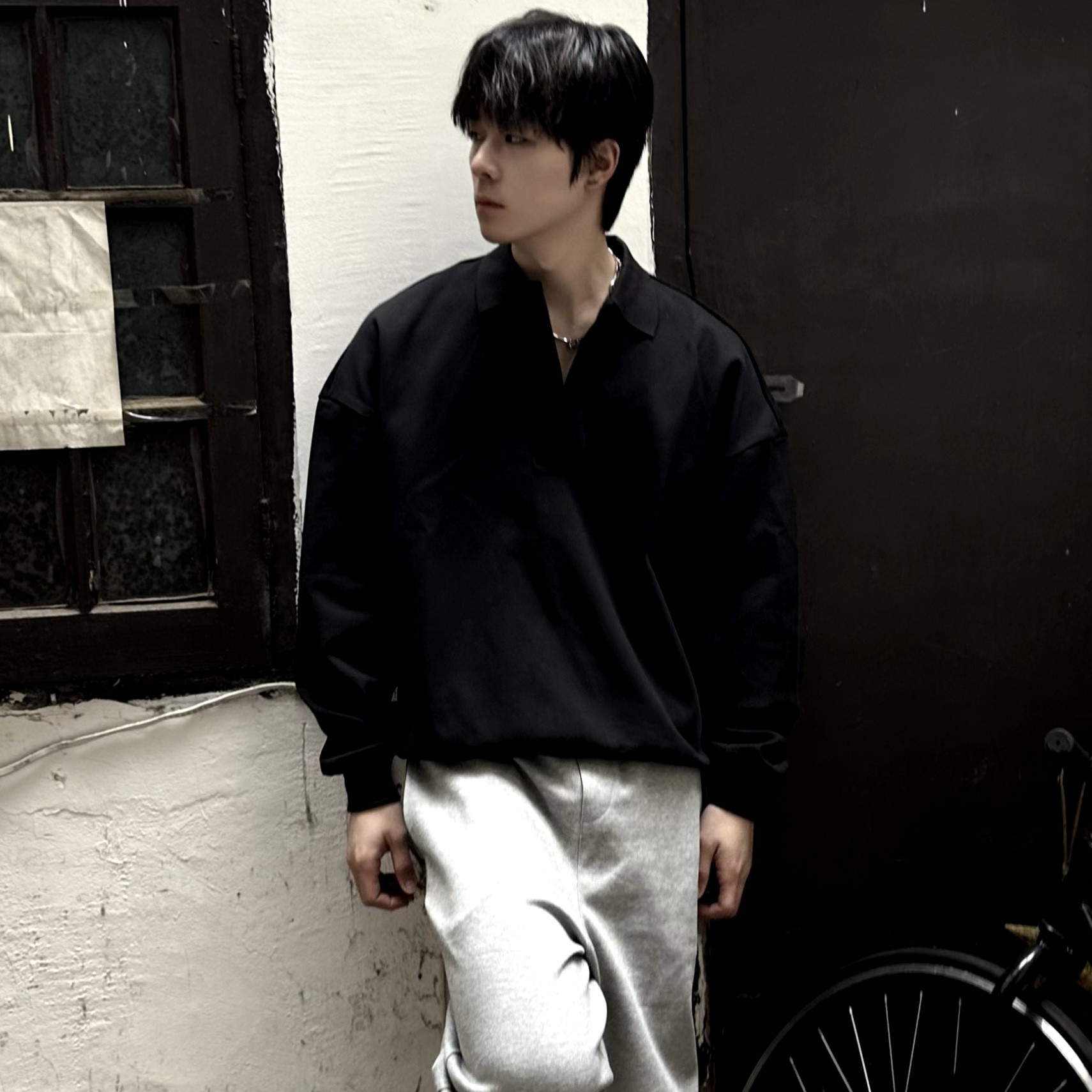 AsI'm翻领polo衫卫衣420克男士长袖重磅秋冬休闲CleanFit短款上衣