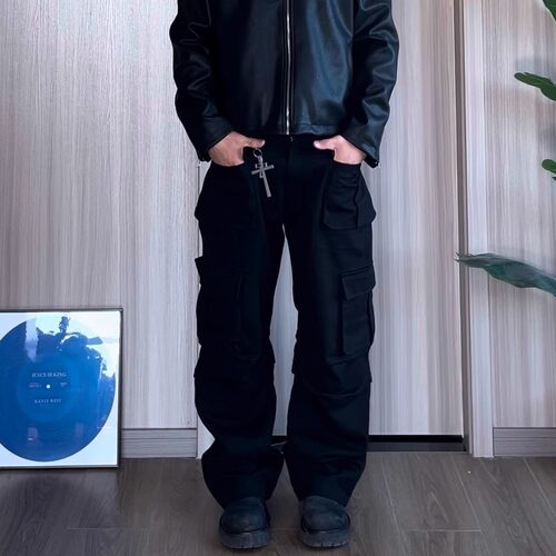 OaOO A字微喇多口袋Cargo战术工装裤纯色直筒冲锋立体剪裁长裤