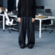 长裤 OaOO 人字纹羊毛立体廓形Cleanfit休闲宽松通勤直筒阔腿西裤