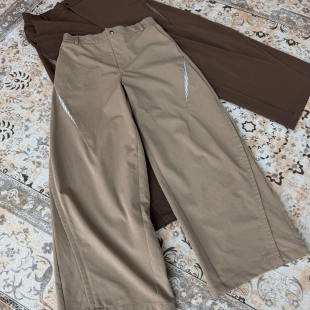 男 直筒阔腿廓形垂感西裤 OaOO 拼接条纹立体打褶休闲通勤宽松长裤