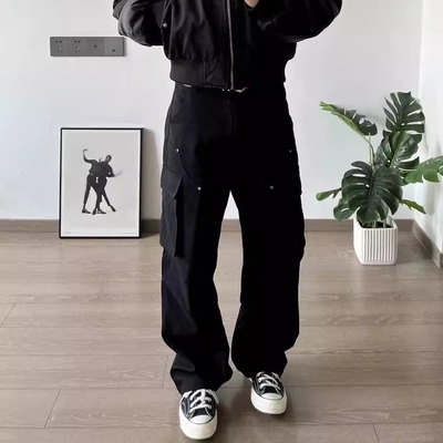 OaOO 法工伞兵Cargo工装裤双色微喇直筒复古重磅宽松长裤硬汉立体