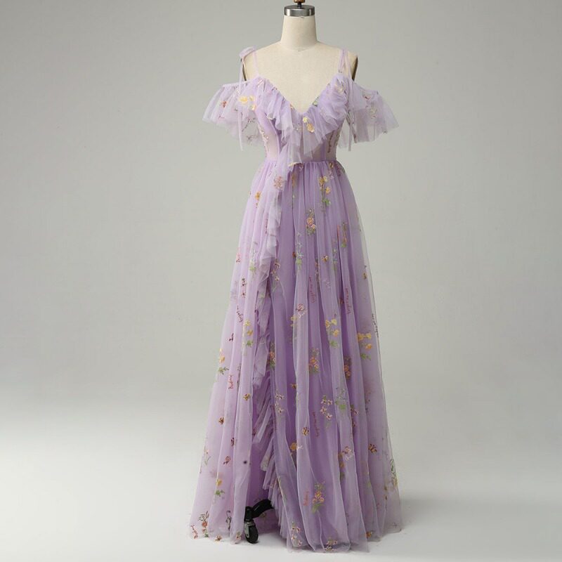 Enchanted Rose Forest Gown: Ethereal V-Neck Birthday Dress - Taobao product photo 2