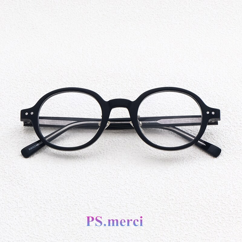 Ps.merci日潮男女圆形框复古眼镜框板材近视潮时尚防蓝光辐射平光