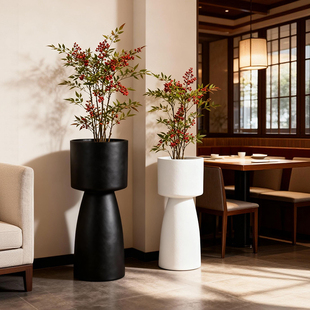 酒杯镁泥花盆圆口落地盆栽阳台庭院摆件大口径简约北欧风客厅花盆