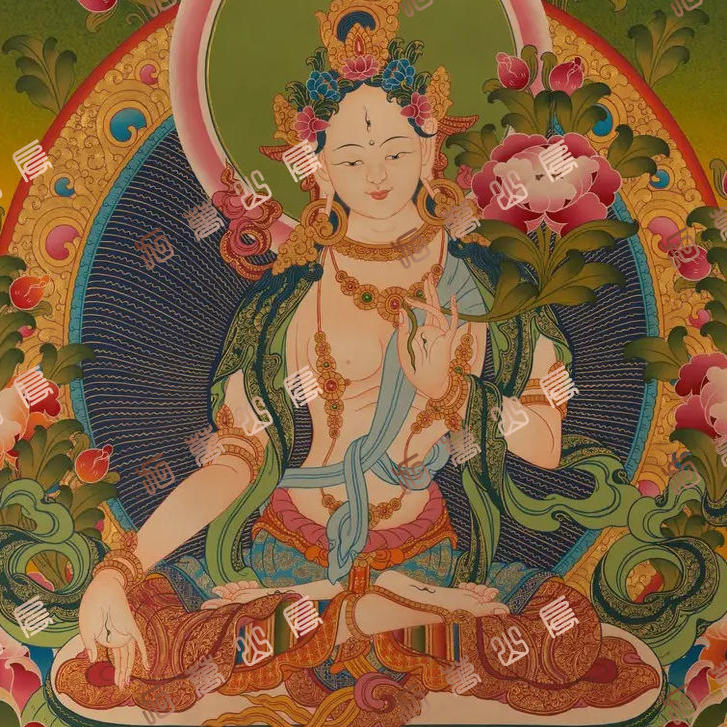 H96白度母White tara唐卡绘画高清喷绘临摹电子图片素材