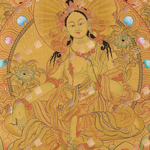 I22绿度母green tara唐卡绘画高清喷绘临摹电子图片素材