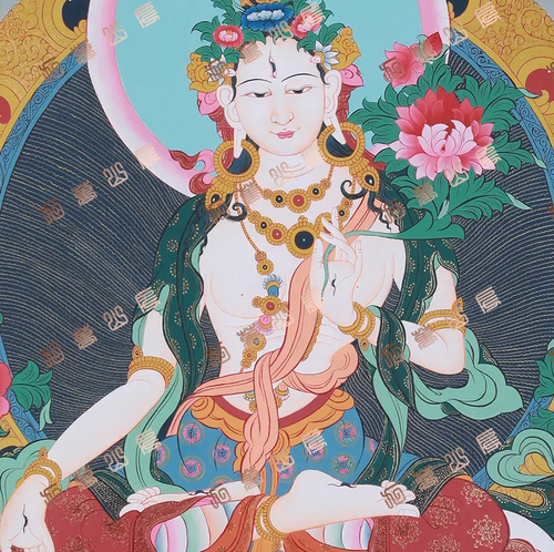 H45白度母White tara唐卡绘画高清喷绘临摹电子图片素材