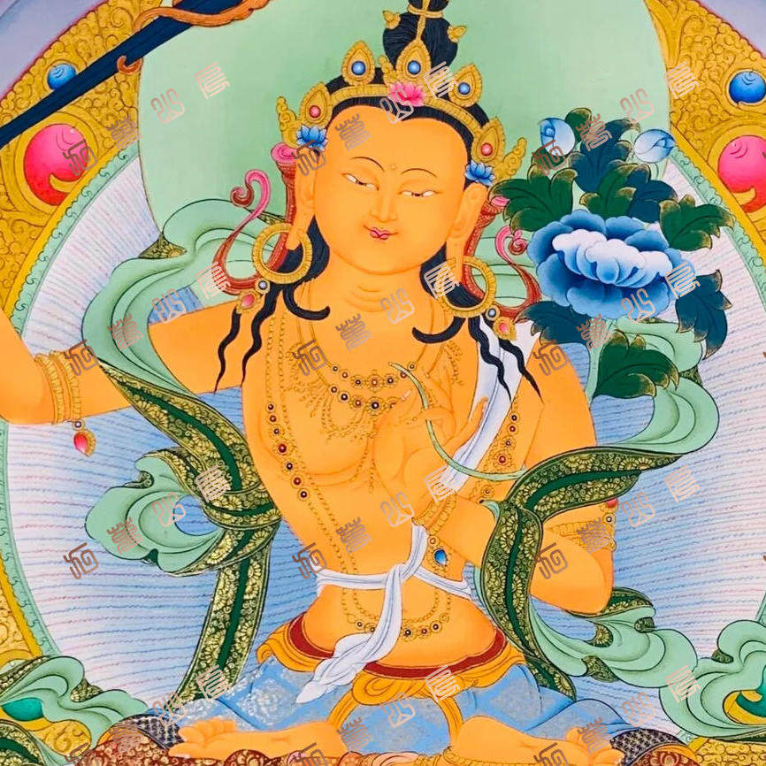 E10文殊菩萨Manjushree唐卡绘画高清电子图片喷绘临摹素材