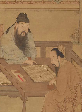 清 禹之鼎 谢安弈棋图 超高清电子图片装饰喷绘鉴定临摹国画素材