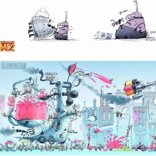 M128《神偷奶爸2》原画概念设定集80张 绘画临摹参考素材