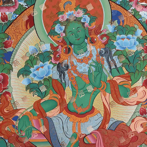 I33绿度母green tara唐卡绘画高清喷绘临摹电子图片素材