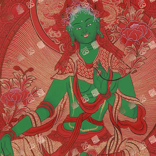 I47绿度母green tara唐卡绘画高清喷绘临摹电子图片素材