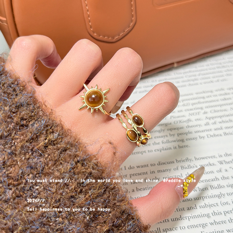 贵气千金!复古太阳花虎眼石戒指