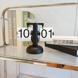 妙刻翻页钟自动复古机械钟表创意摆件台式 座钟时钟客厅数字电子钟