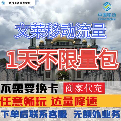 中国移动文莱境外流量充值1天畅玩自选包