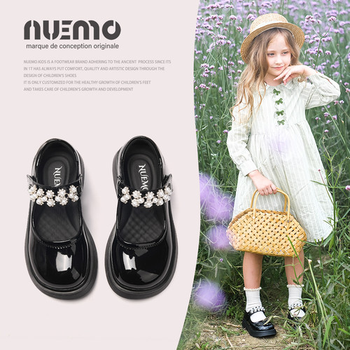 NuEmO童鞋黑色软底公主宝宝皮鞋