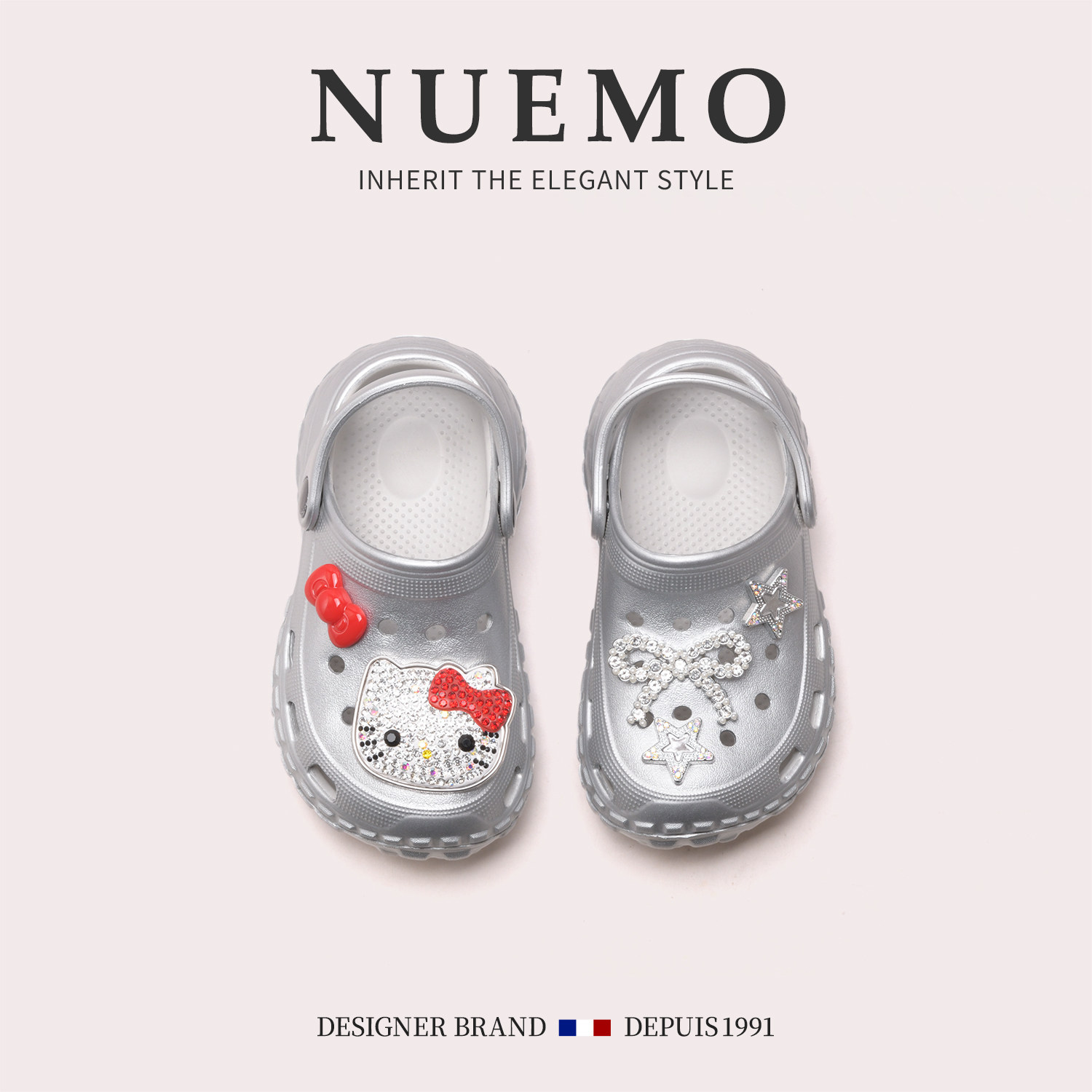 NUEMO童鞋~夏季儿童洞洞鞋卡通装饰防滑可爱凉拖鞋女童沙滩鞋凉鞋