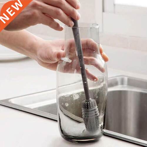 Silicone Milk Bottle Brush 360 Long Handle Cup Brush Handhel