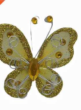 suoja 5pcs Gold Organza Wire Rhinestone Butterfly Glitter