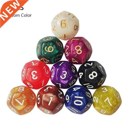 10Pcs Wood Dice 12 Sided Dice 18mm Digital Number Cubes Roun