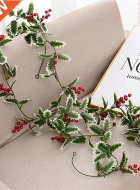 2M Christmas Garland Pine Cone Cane With Red Berries Xmas