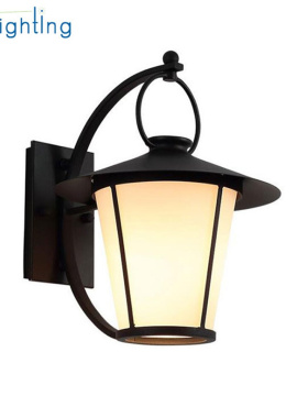 Industrial Outdoor Wall Light Fixture Matter Black warm whit