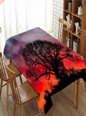 Forest Lake Scenery Tablecloth Waterproof Thick Rectangul