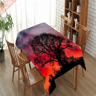 Forest Lake Scenery Tablecloth Waterproof Thick Rectangul