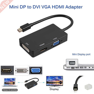 Mini Display Port Thunderbolt to HDMI VGA DVI Adapter For Ma