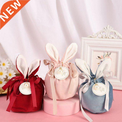 Cartoon Rabbit Ears Velvet Candy Cookie Bags Wedding Gift Pa