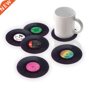 6PCS Creative Silicone Placemat Record Cup Drinks Holder
