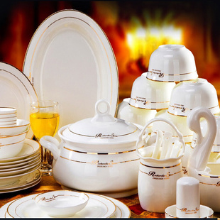 60 Heads Jingdezhen Bone China Dishes Set Pot Dinner Tablewa