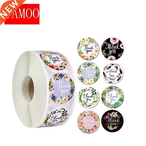 8 Designs Olive Thank You Stickers Seal Labels Blue And Re