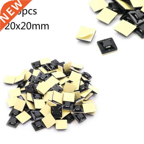 100Pcs Black Zip Tie Car Cable Wire Removable Self Adhesive