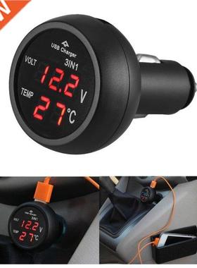 in 1 12/24V Car Auto LED Digital Voltmeter Gauge Thermomet