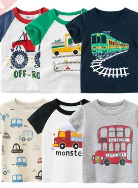 2-10Years Cartoon Car Print Boys Girls T Shirt Summer Childr