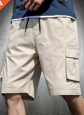 Mens Shorts Summer Cargo Shorts Fashion Knee Length Drawstri