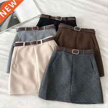 Casual Korean Women Winter Mini A-Line Skirts Vintage Female