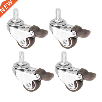 4pcs Mini Small Casters 1 Inch M8x15mm TPE Silent Wheels wit